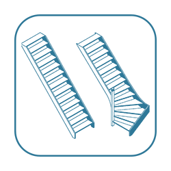 Symbool: De trapmaantjes zijn toe te passen op rechte en draaiende trappen